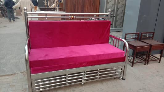 sofa cum bed complete SS metal rod 5x6 with mattress