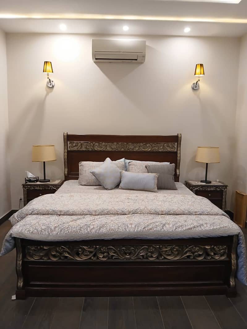 Solid Wood Bed 2X Tables 0