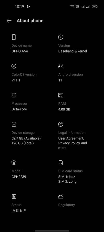 oppo a54 4/128 daba sat hai
