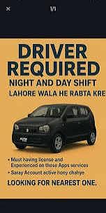 Driver for indrive must be Lahore resident with license and zamanat