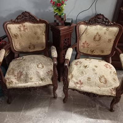 2 Sofa Chairs Carved Antique