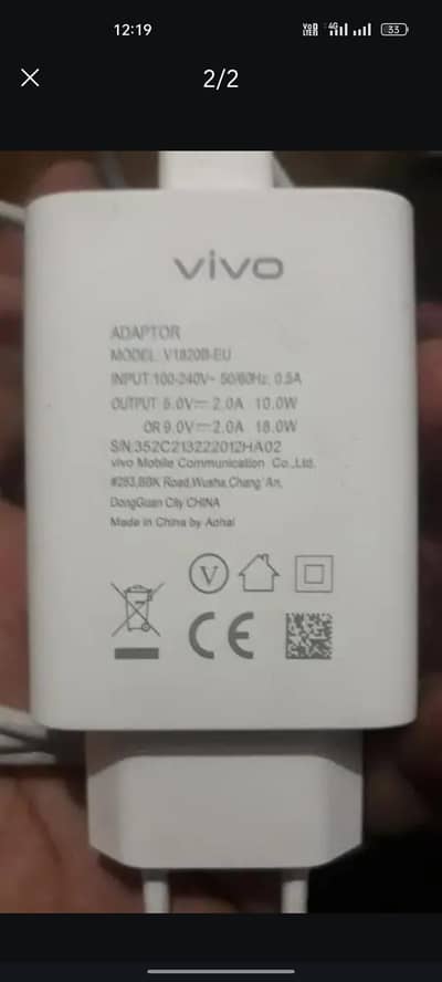 vivo s1 pro ka geniune charger 18watt
