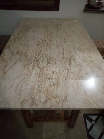 Dining table with chairs.