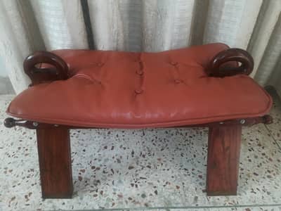 Pure Sheesham Wood Ottoman Sofa Footrest with Brass Carving