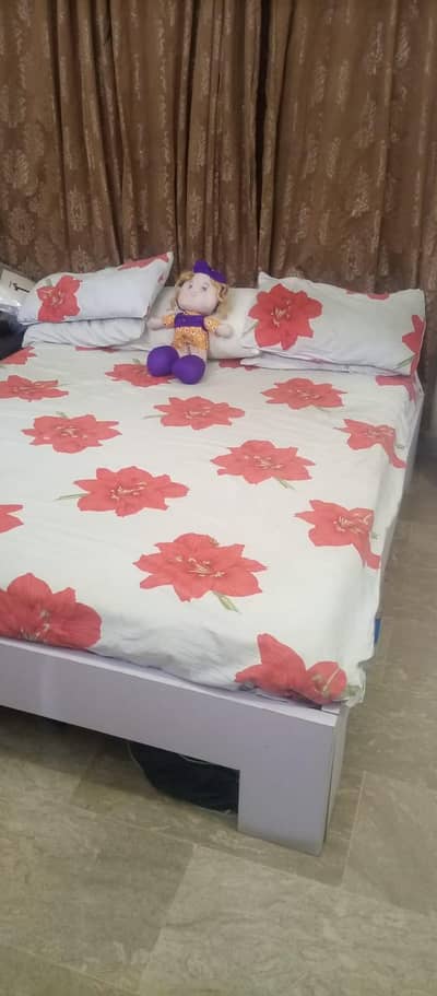 1 Bed with Mattress +1 Dressing Table+1 side Table with Glass For sale