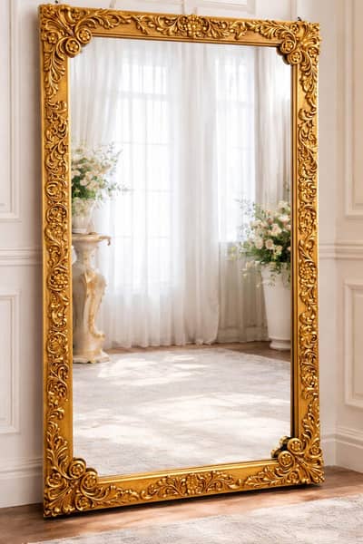 Luxury Antique Gold Full-Length Mirror – Elegant Home Decor