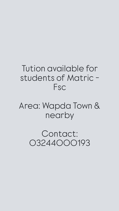 Tution For Matric/Fsc Students