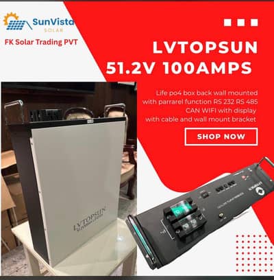 Lithium battery powerbank 5KWH 100A 51.2V 6000 life cycles LVTOPSUN
