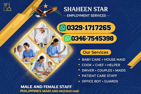 House maids, Maid, Baby Sitter, Chef, Home Cook, Patient Care, Driver