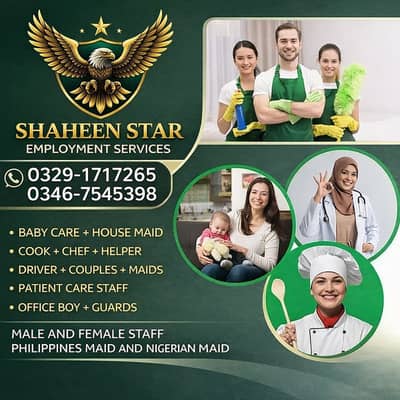 House maids, Maid, Baby Sitter, Chef, Home Cook, Patient Care, Driver