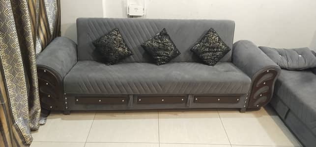 2 Velvet Sofa Cum Beds | Luxury Grey | Excellent Condition
