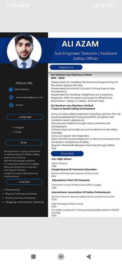 Need Job In Islamabad