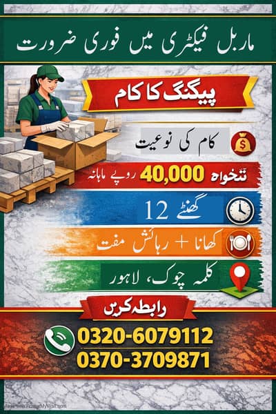 Immediate Openings – Marble Factory Packing Staff