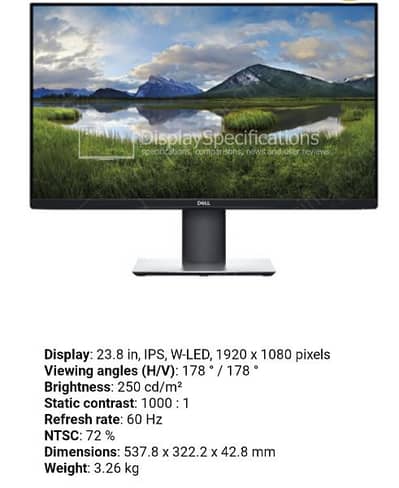 Dell A+ 24" bazelless monitor model P2419h power cabel hdmi cabel free