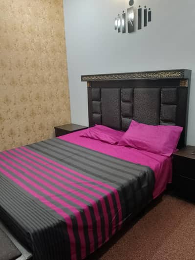 Bed set with Matress . along with side tables and Dressing table