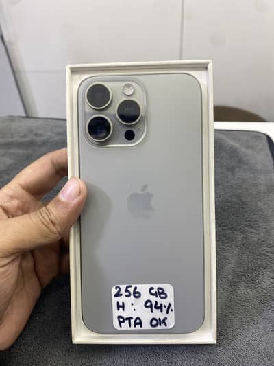 15promax 256gb PTA Natural Colr with Box And Cabel