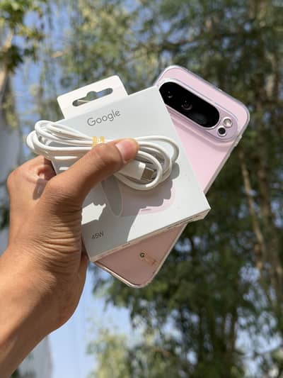 Google pixel 9 pro xl with charger and cable