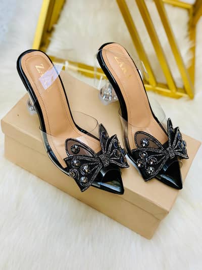 ladies Zara stone butterfly heel