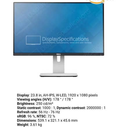 Dell 24" bazelless Led A+ model hai U2414hb power and hdmi cable free