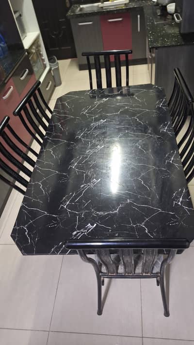 Iron dining table with 6 chairs