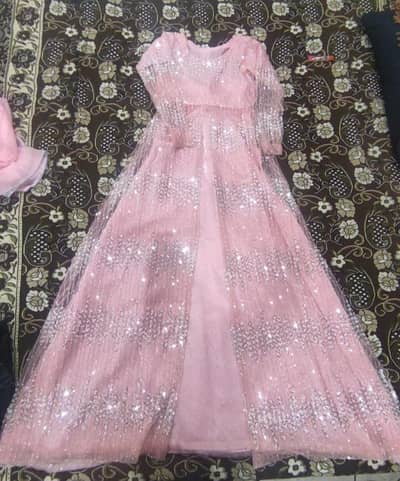 Brand New Baby Pink Net Maxi Dress with Sequin & Kutt Dana Work