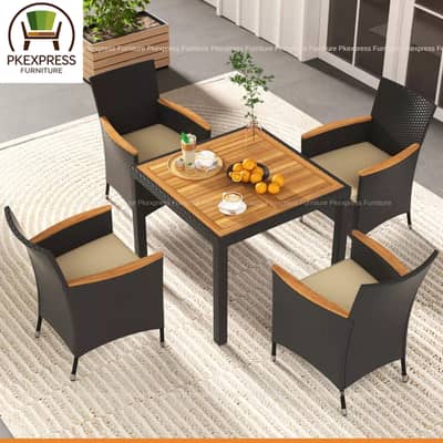 Rattan Dining Chairs Set | Rattan UK Chairs | Jojio Wooden Arm Set –
