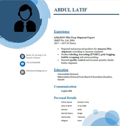 Need a Job CV mentioned