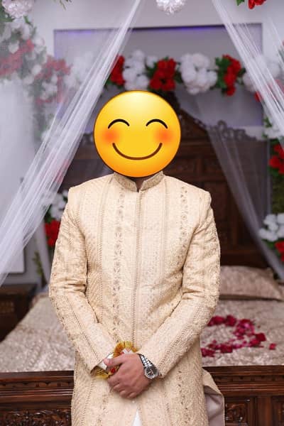 Elegant Men’s Off-White Sherwani with Heavy Embroidery – Wedding Wear