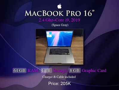 Macbook Pro Core i9, 2019, 16"
