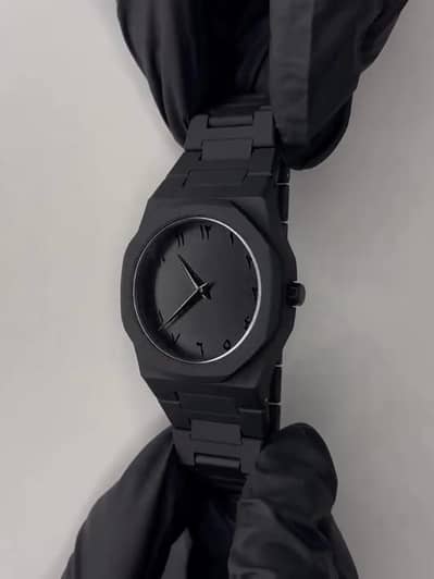 Men’s Matte Black Stainless Steel Wrist Watch – Sleek Minimal Design