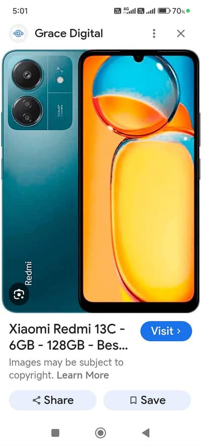 03125303460 Redmi 13c with box argent sale