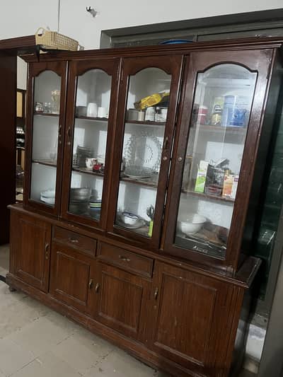 Pure wooden crockery showcase for sale 0301-8402429