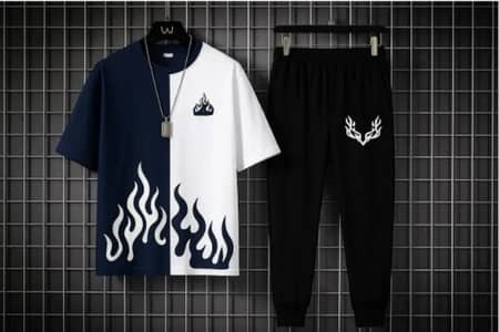 2 Pcs men's polyester printed tracksuit