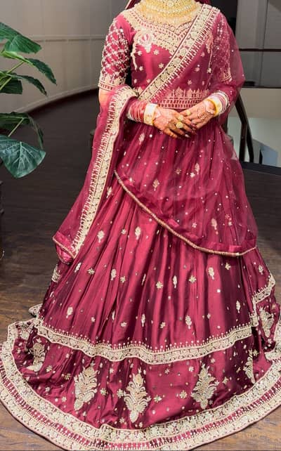 MNR Deep Red Bridal Lehenga