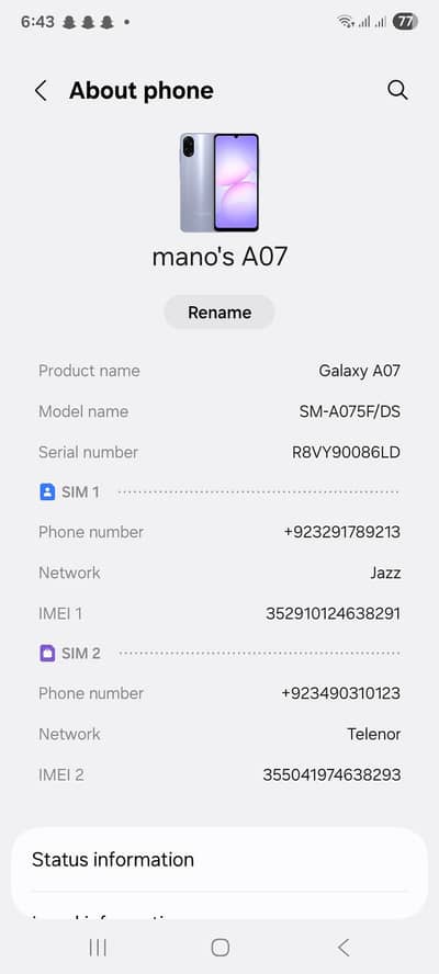 Samsung Galaxy A07 | 1 Month Used | PTA Approved