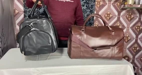 HIGH QUALITY Leather Travel Duffle & Gym Bag with Shoe Compartment