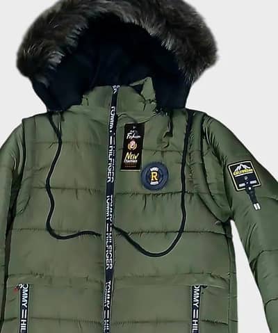 Men's Polyester Plain Puffer Jacket