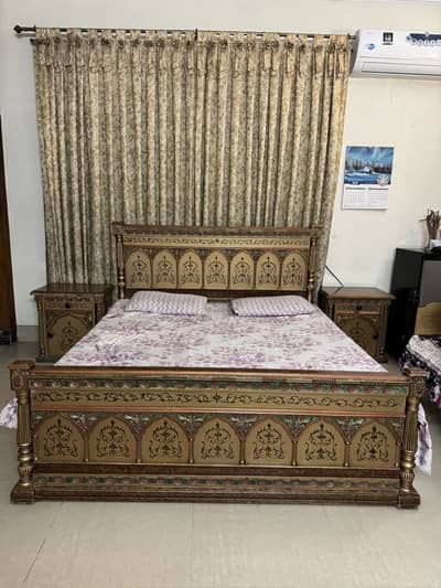 King size bed with dressing table, side table and set of sofa