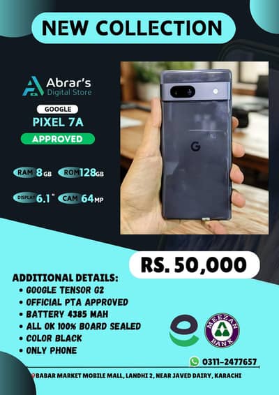 Google Pixel 7a | 8 128 | Water Sealed 100% | Official PTA Approved*