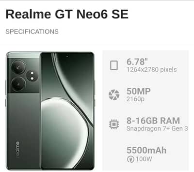 Realme GT Neo 6SE 16GB 256GB Official PTA Approved