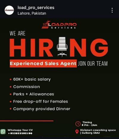 Experienced Sales Agent | LoadPro Services (Night Shift)