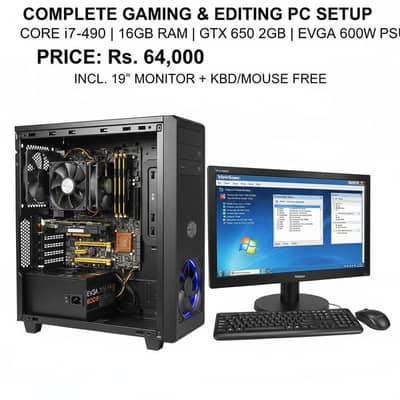 Core i7-4790 Complete Gaming Setup | 16Gb Ram | GTX 650 | 19" LED |