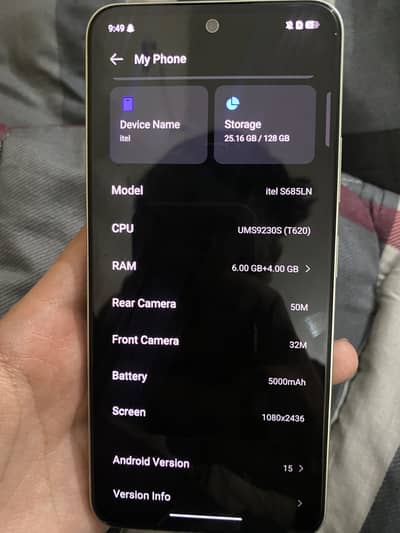 Itel S25 storage 6+4 128