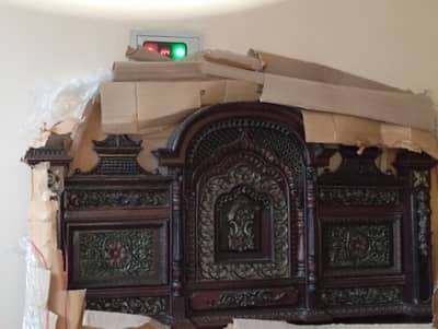 Pure wood bed with dressing and tv trolley aswell as side table