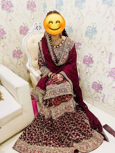 Makkah Bridal Deep Maroon Wedding Dress (Used 1 Time)