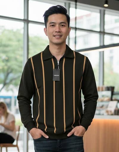 Mens half zipper screen printed swet shirt