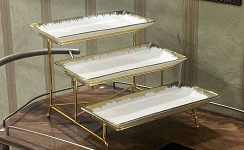 3 tier marble trays metal with a set