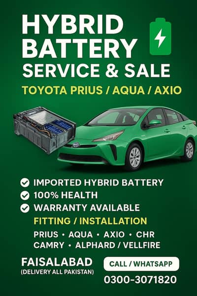 All hybrid batteries and Abs available for all Pakistan delivery