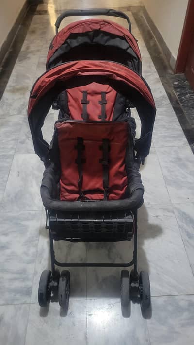 Used Double/Twin Stroller – Red & Black