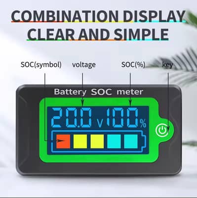 SOC Meter car  Battery Capacity Indicator DC Voltmeter 8-100V